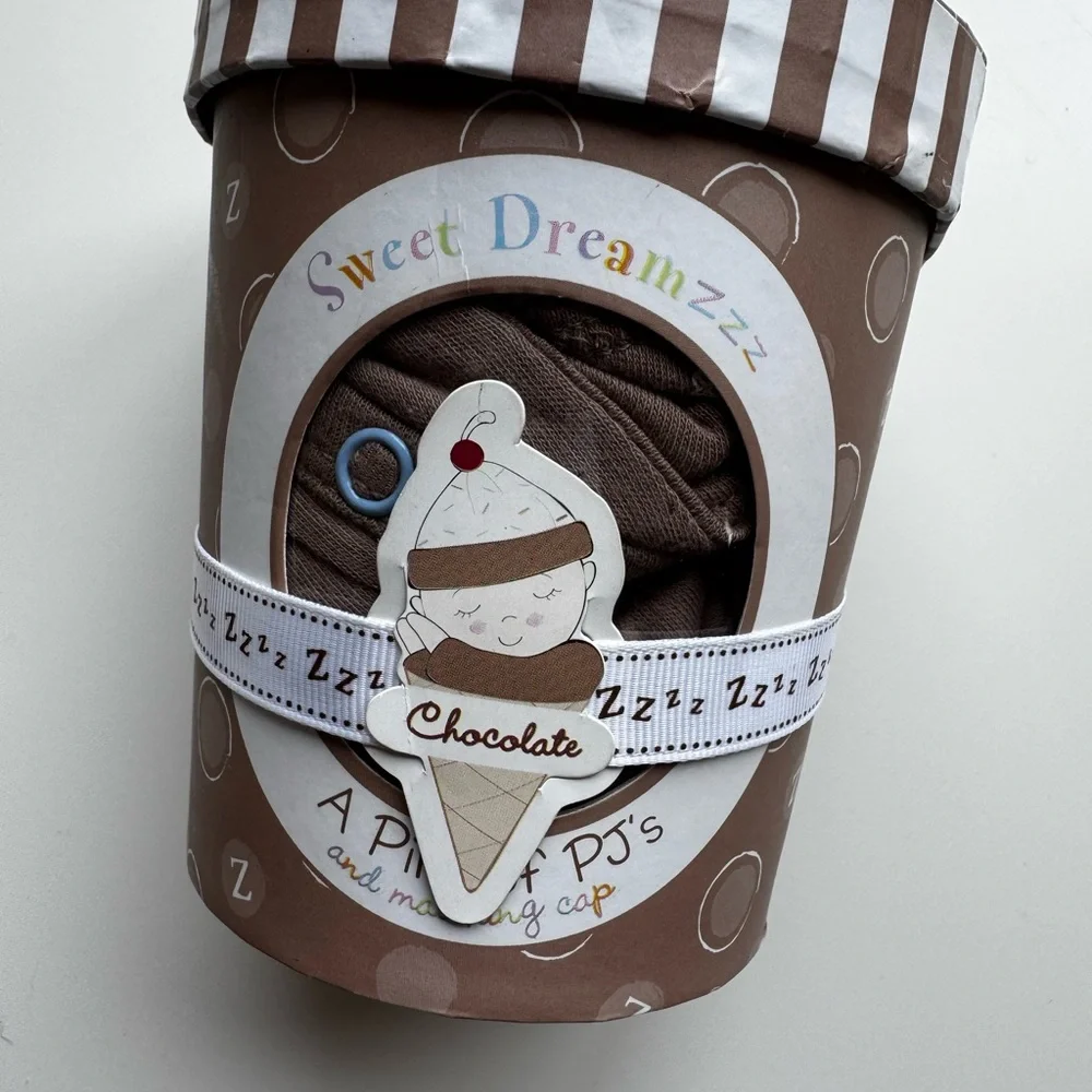 NWOT Baby Aspen Chocolate Brown Pajama “Sweet Dreamzzz” Gift Set - Picture 1 of 6